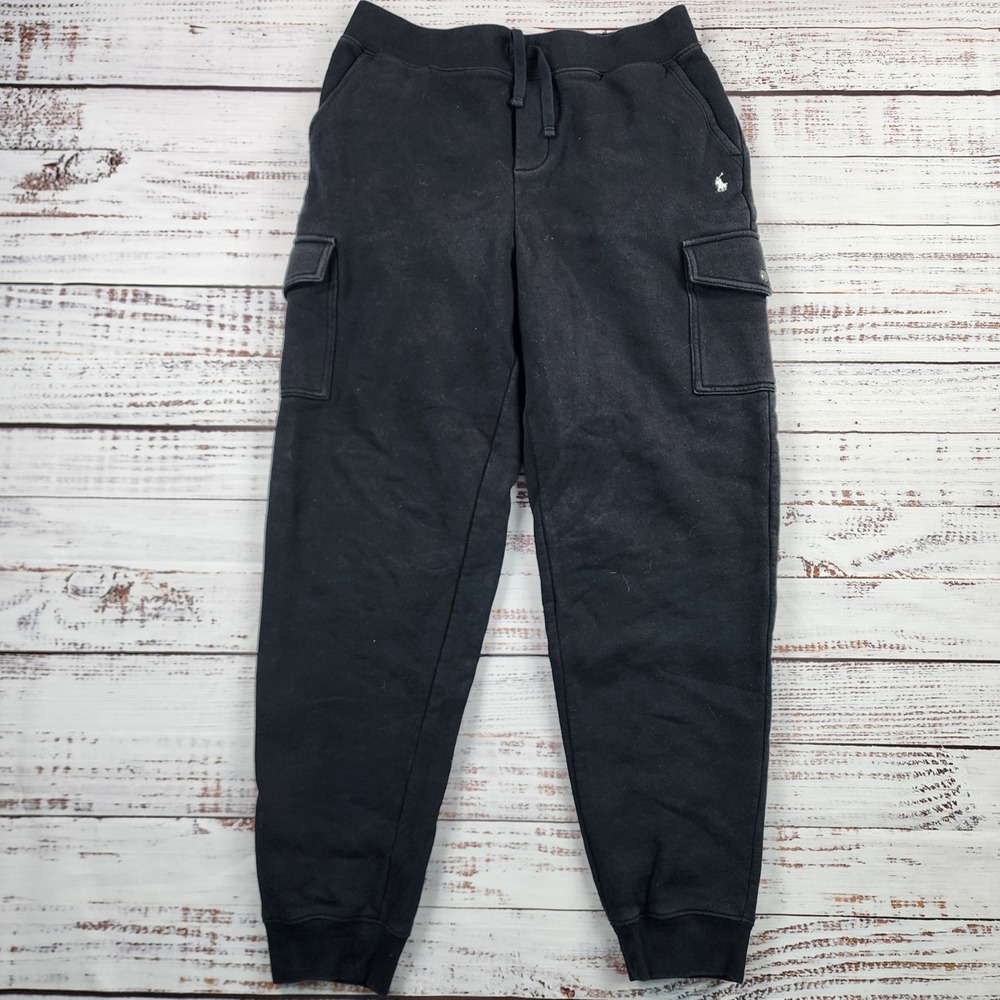 Polo Ralph Lauren Fleece Cargo Jogger Pants Boys XL 18-20 Black Pony